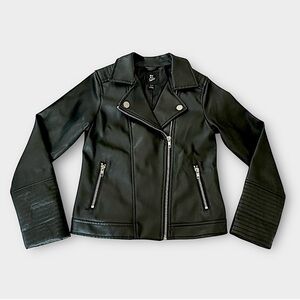 Girls Faux Leather Moto Biker Jacket 
 Black Medium 7/8